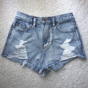 distressed denim shorts